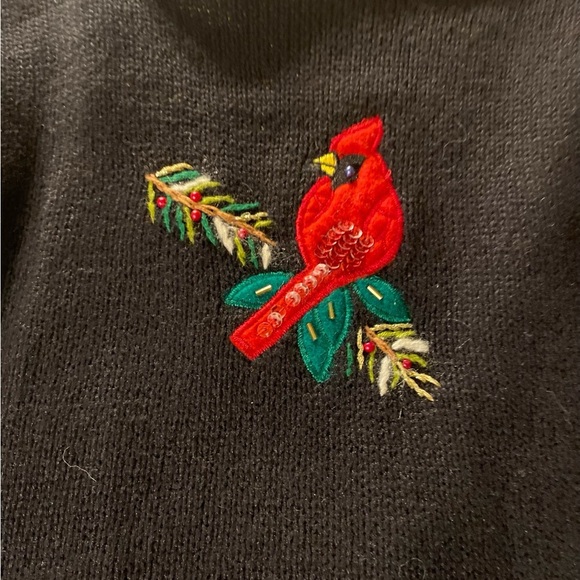 VTG Bobbie Brooks Cardigan Sweater Vest Christmas Cardinal Evergreen Size XL - Picture 10 of 11